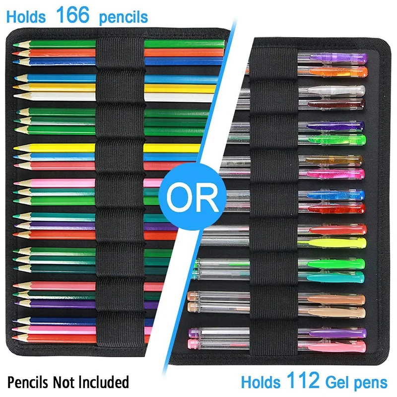 

166 Slots Colored Pencil Case Pen Case Organizer with Handy Wrap & Zipper, Multilayer Holder for Pencils Pen (Cat)