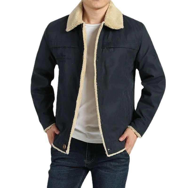 NEW Fall Winter Padded Jacket Men's Loose Padded Jacket Men's Plus Velvet Thick Tooling Lapel Youth Padded Jacket Warm Top M-4XL