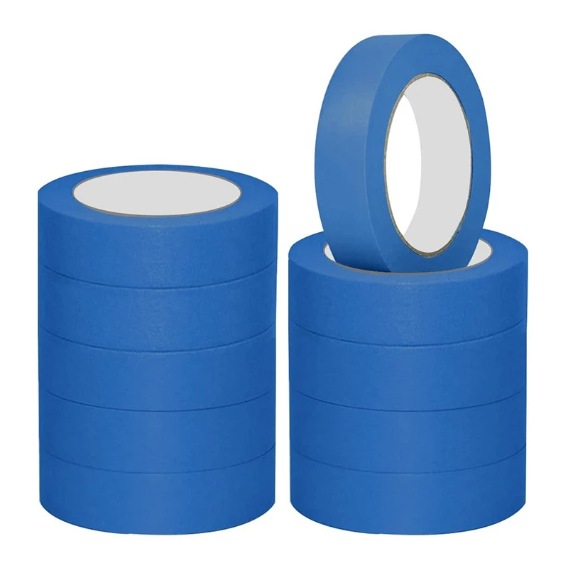 

10 Pack DIY Masking Paper Blue Painters Masking Tape Indoor Painting Decorating 24mm x 20M Painters Tape Masking