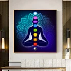 Картина на холсте художественные плакаты принты индийский Будда медитация 7 Чакр Йога Спорт, настенное искусство для гостиной спальни в рамке
