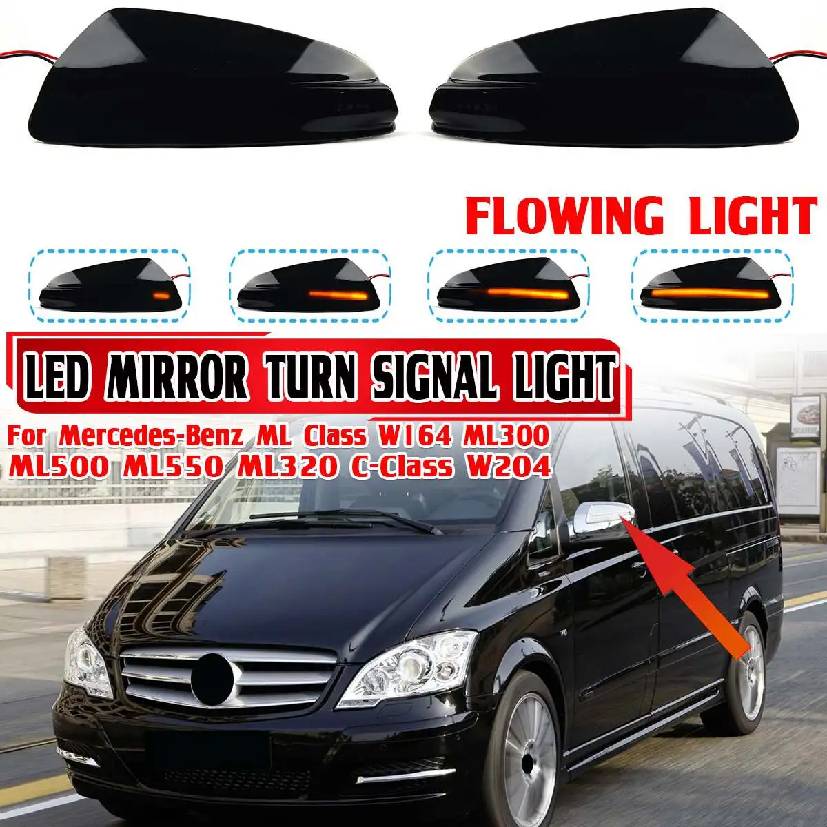 

Dynamic Turn Signal Light For Mercedes For Benz C Class W204 S204 2007-2014 C300 Viano Vito W639 Side Mirror Indicator Blinker