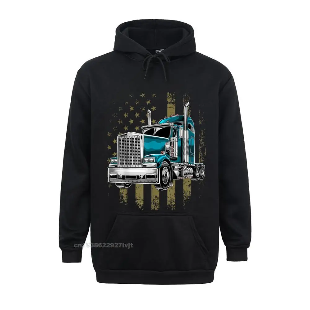 Patriotic Truck Driver American Flag Shirt Trucker Gifts Men Fashion Men Hooded Hoodies Comfortable Long Sleeve Cotton Casual