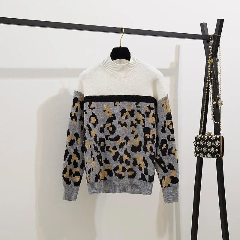 ICHOIX комплект юбки и свитера с леопардовым принтом корейский стиль Женский из
