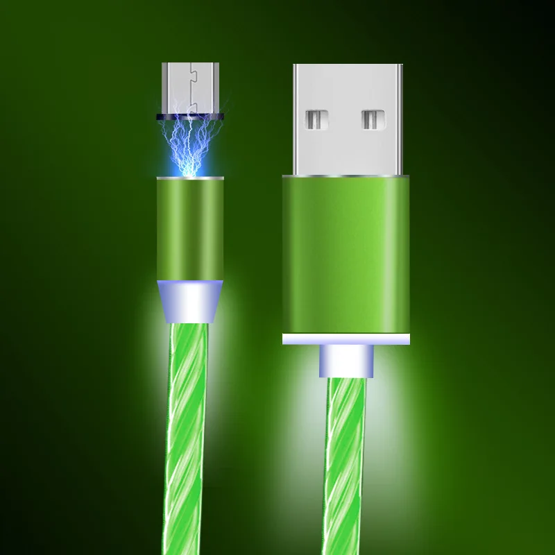 Светодиодный магнитный кабель плетеный Тип C Micro USB Магнитный зарядный для Apple iPhone