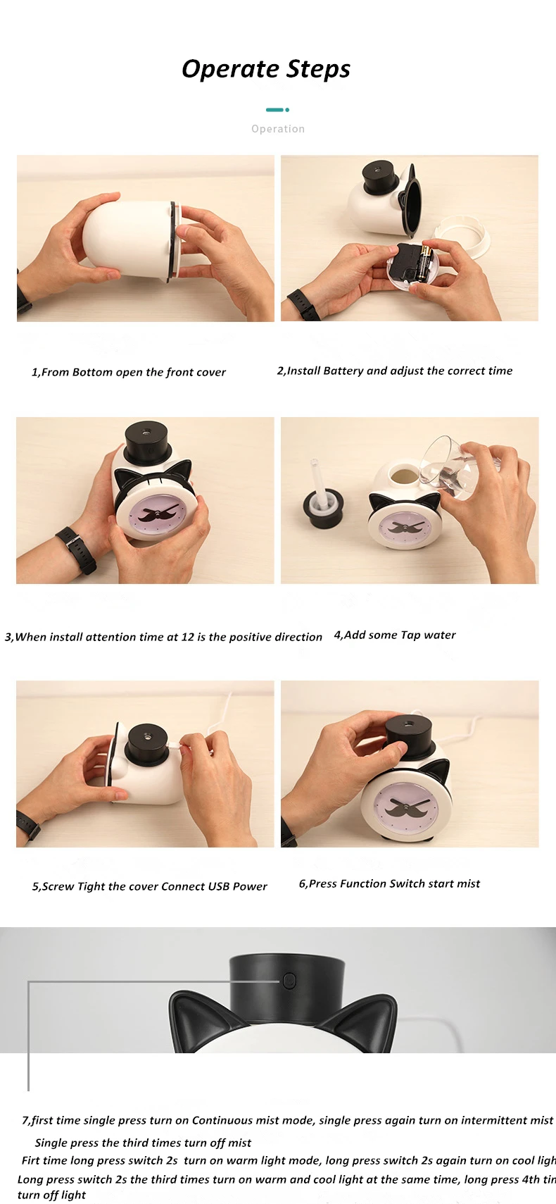 Creative 420ml Time Humidifier USB Essential Oil Diffuser For Home Office Aromatherapy Humidificador Difusor LED nightLight Lamp