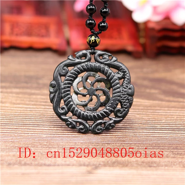 Натуральный черный зеленый китайский Нефритовый дракон ожерельлье из бисера