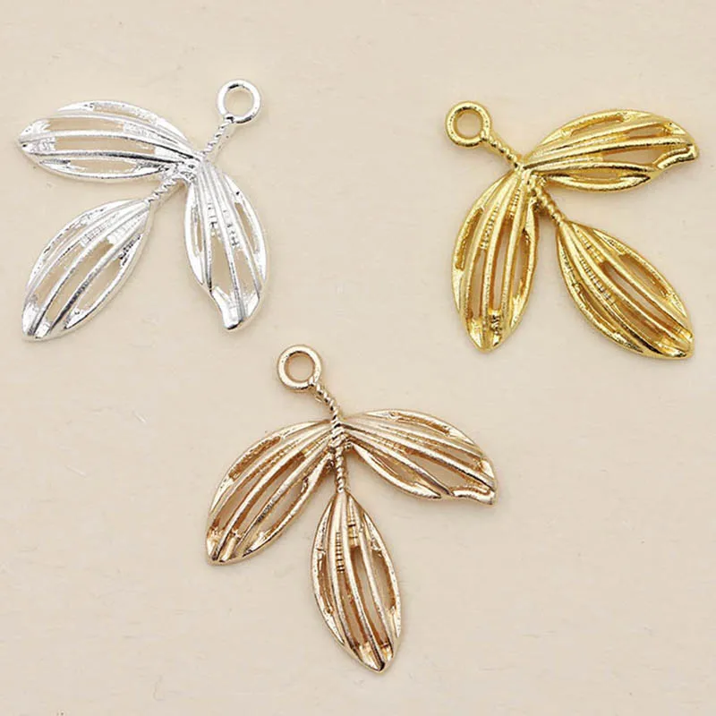 

20 шт. 24x27,5 мм филигранные Листья Подвески Позолоченные/серебряные подвески для самостоятельного изготовления ювелирных изделий ожерелье с...