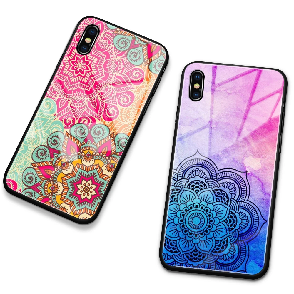 Стеклянный чехол накладка для iPhone XR с мандалой 11 pro 6 6s 7 8 Plus X XS Max max SE2|Бамперы| |