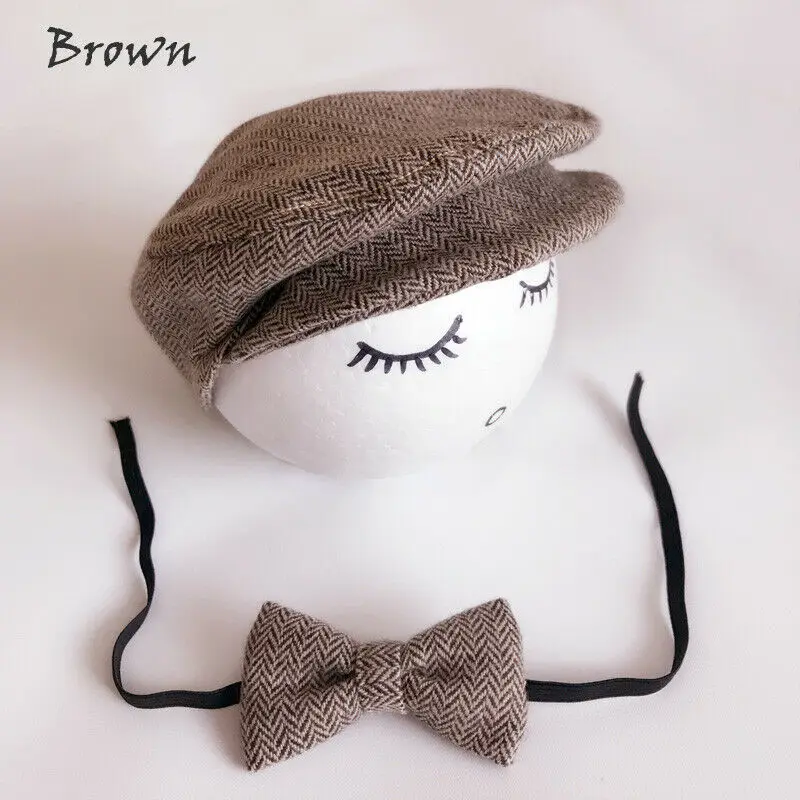 Newest Arrival Newborn Baby Peaked Beanie Cap Hat Bow Tie Photo Photography Prop Infant Boy Caps | Детская одежда и обувь