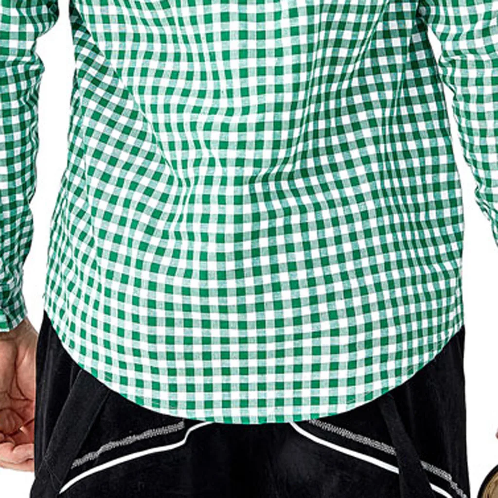 

2019 Men's Spring Autumn Fashion Loose Casual Daily Lapel Plaid Beer Festival Long Sleeve Shirt Top camisa masculina 50