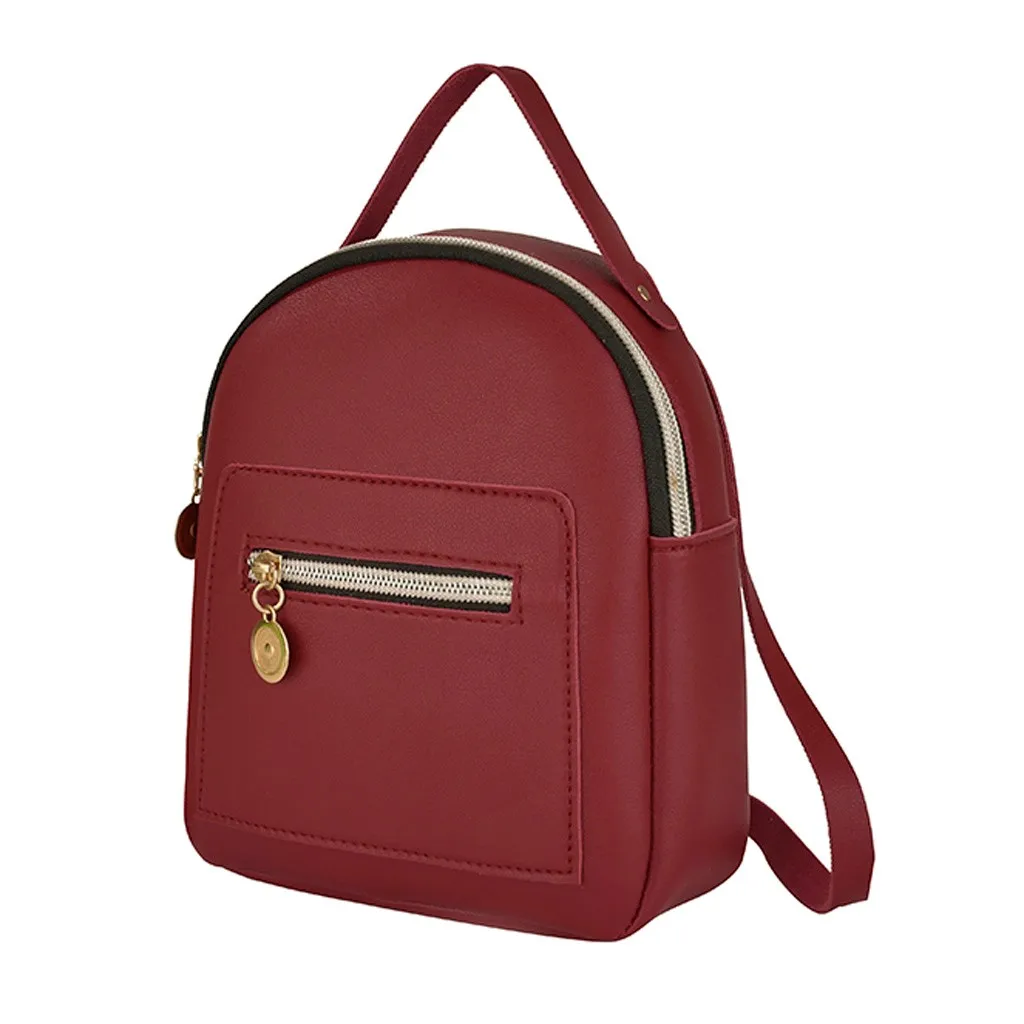 Transer small Backpack Women Pu Leather School Shoulder Bag Teenager Rucksack Student Bag travel backpack women Mochilas Mujer