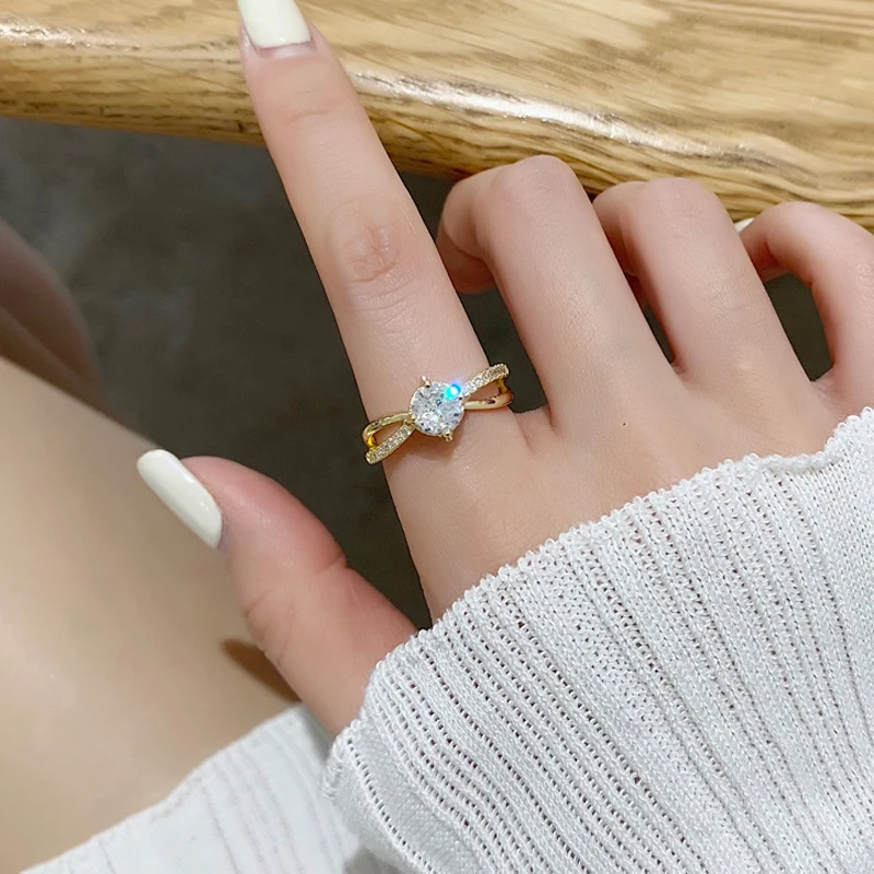 

2021 Vintage Square Zircon Rings For Women Gold color Lovely Fashion Jewelry Heart Drop Wedding Ring Cute Knuckle Tail Ring