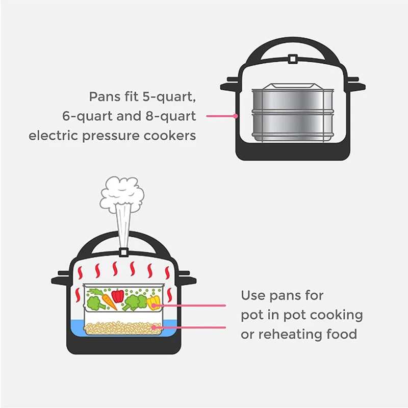 2 Layers Steamer Insert Stackable Food Design Compatible With Instant Pot Set Sling Stainless Steel | Дом и сад