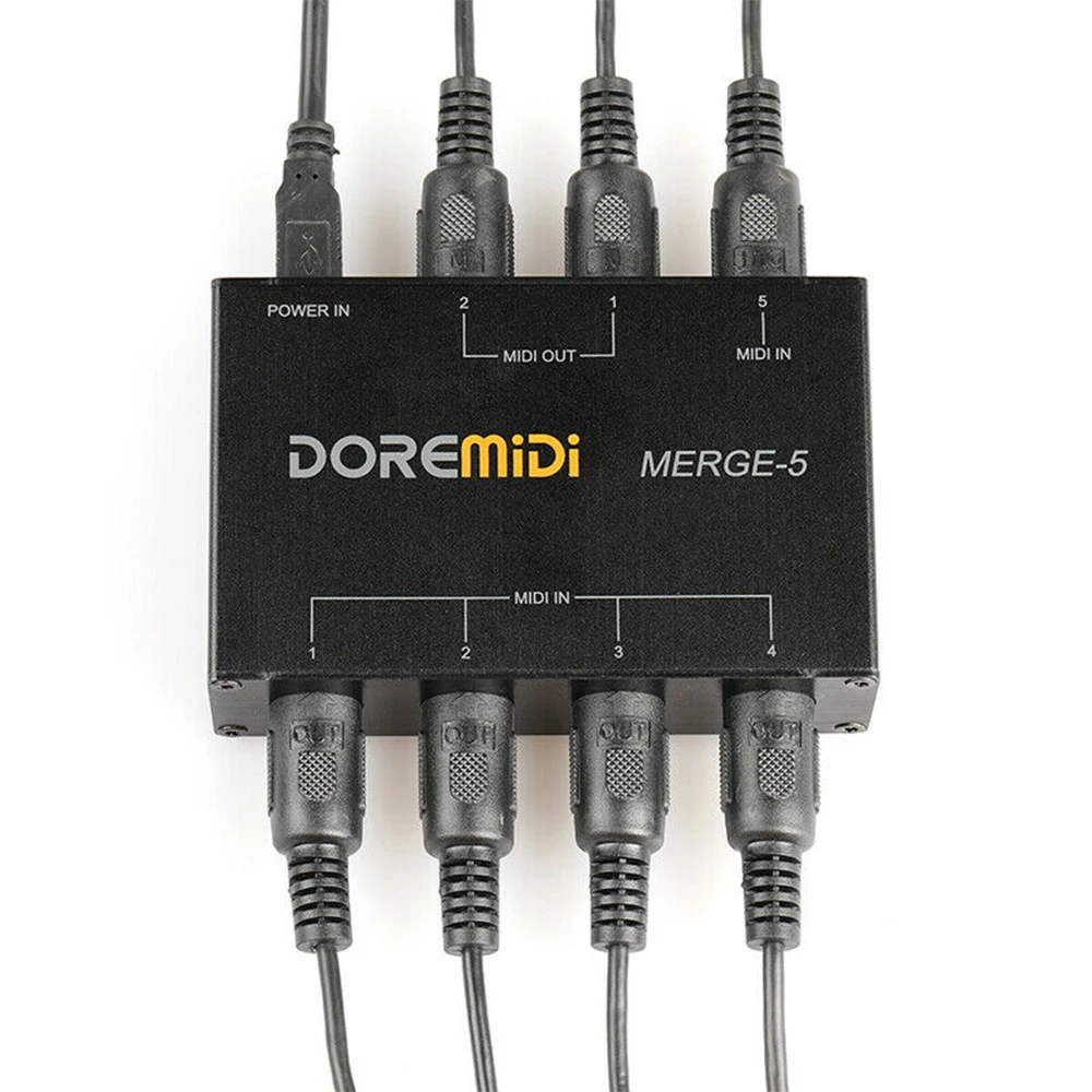NEW DOREMiDi MERGE-5 Input MIDI Interface Box Power Converter Adapter Controller