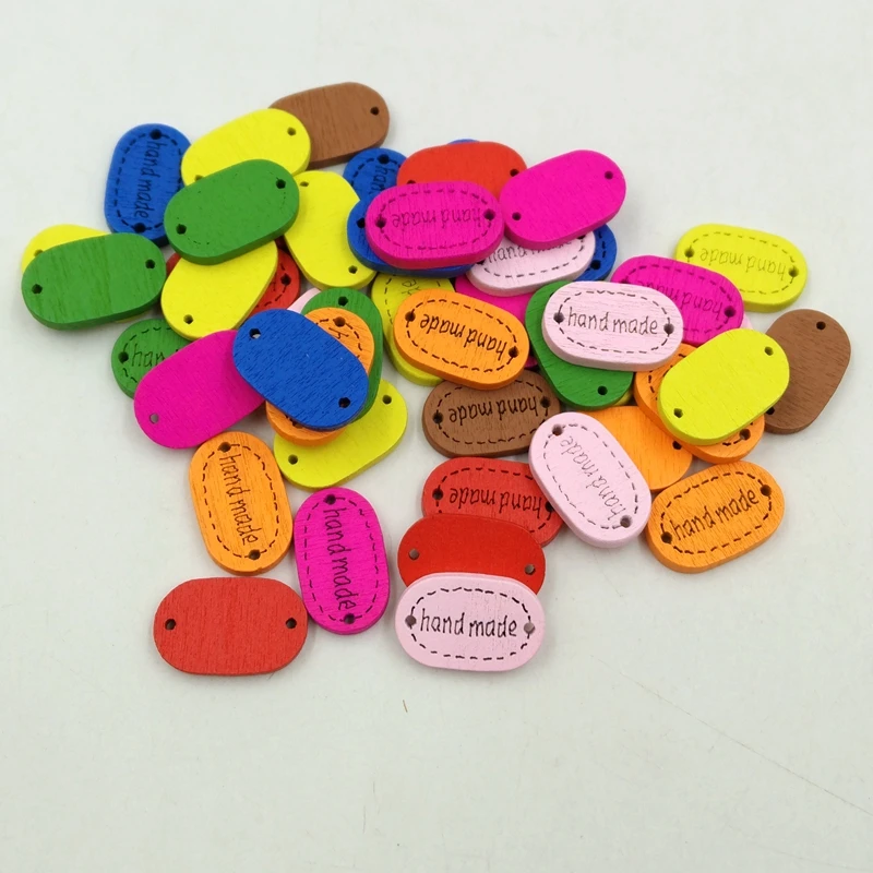 Деревянные пуговицы 20 мм Красочные Овальные 2 отверстия для ручной работы