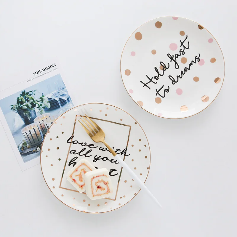 8 дюймов Творческий Керамика десертные тарелки с оборками в полоску простые Western