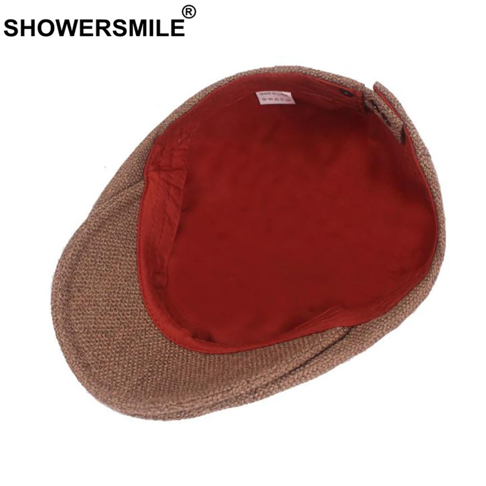 Flat Caps for Men Cotton Linen Duckbill Ivy Cap Women Vintage Solid Orange Casual Autumn Beret Cabbie Cap Unisex