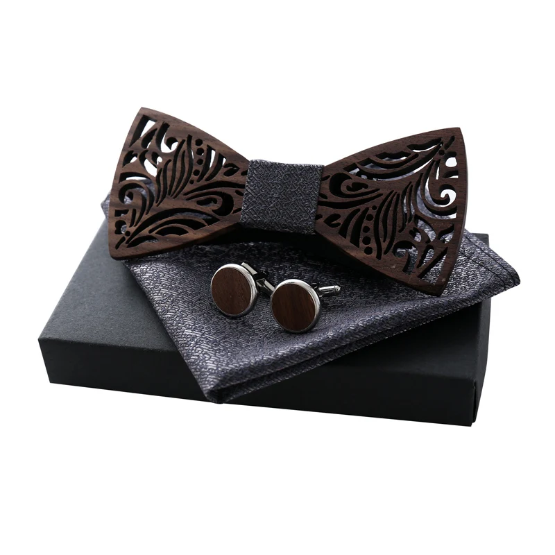 Набор из 3 экологичных галстуков бабочок с носовым платком Z305SQ для мужчин и