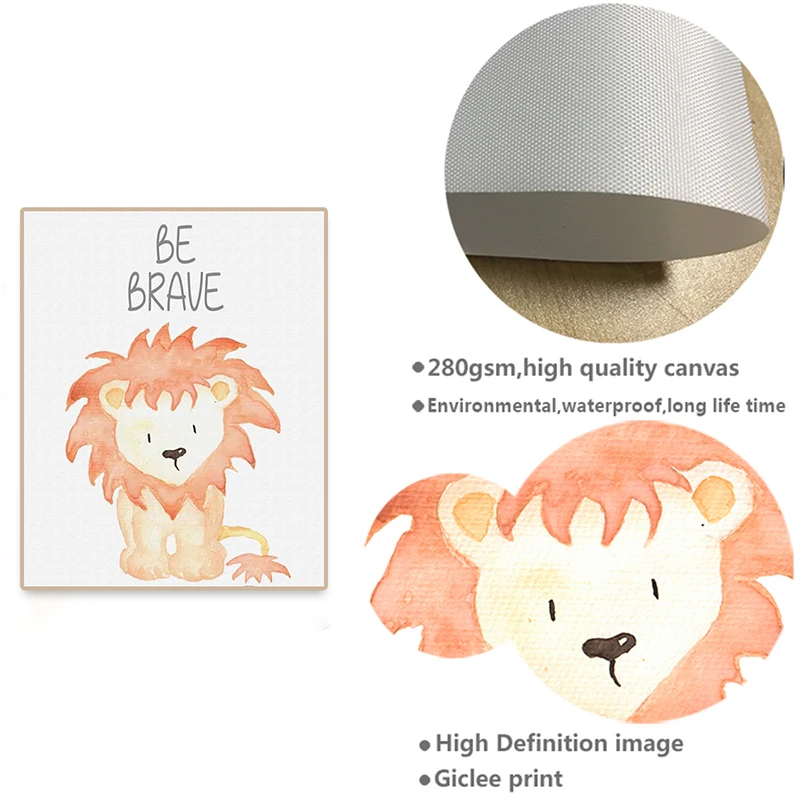 

Cute Animal Baby Nursery Wall Posters Lion Bear Fox Print Canvas Picture Nordic Kid Living Room Decoration Painting Home Decor