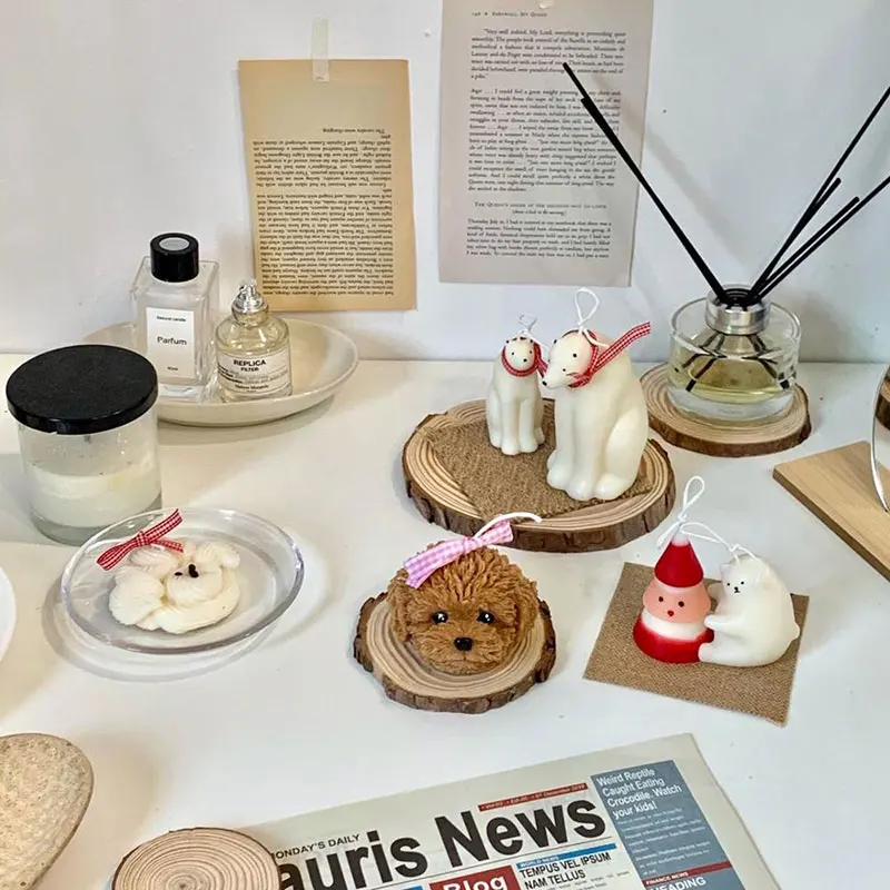 

Teddy Dog Head Candle Silicone Mold Animal Shape Fragrance Candle Making Wax Mould Korean Style Candle Mold