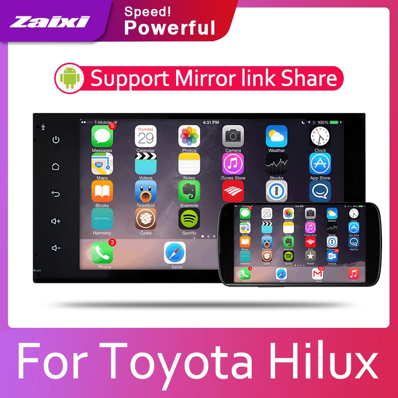 ZaiXi 7 HD 1080P IPS LCD Screen Android 8 Core For Toyota Hilux 2004~2015 Car Radio BT 3G4G WIFI AUX USB GPS Navi Multimedia | Автомобили