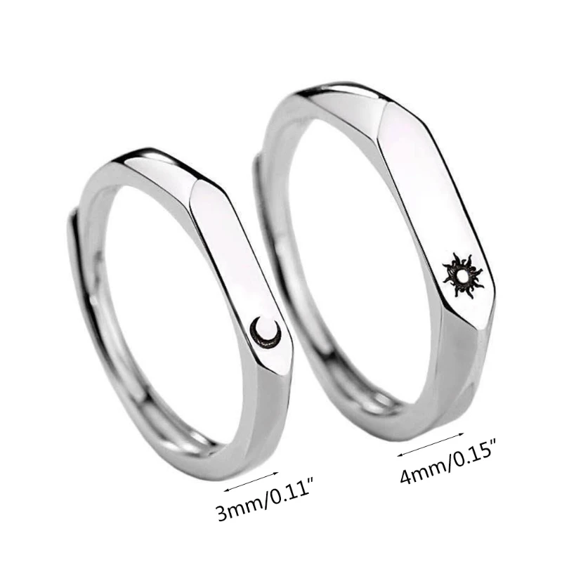 

1 Pair Sun Moon Lovers Rings Set Couple Promise Wedding Bands Men Women Jewelry Valentine's Day Gifts