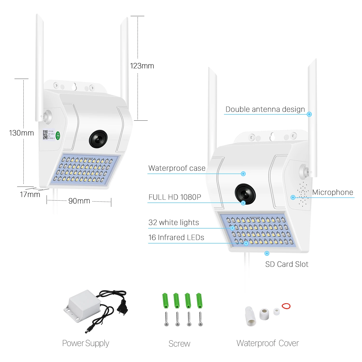 Беспроводная Wi-Fi ip-камера 1080 P, 2MP, настенный светильник, камера безопасности, для улицы, двухсторонний аудио прожектор, цветная камера ночного видения, WiFi, V380