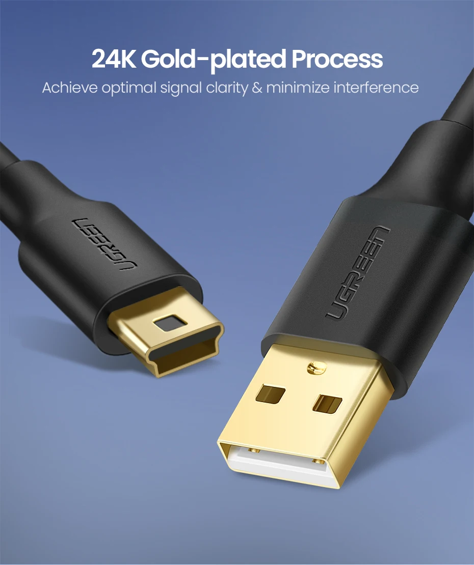 Ugreen Mini USB кабель Mini USB к USB кабель для быстрой зарядки данных для MP3 MP4 плеера Автомобильный видеорегистратор gps цифровая камера HDD Mini USB