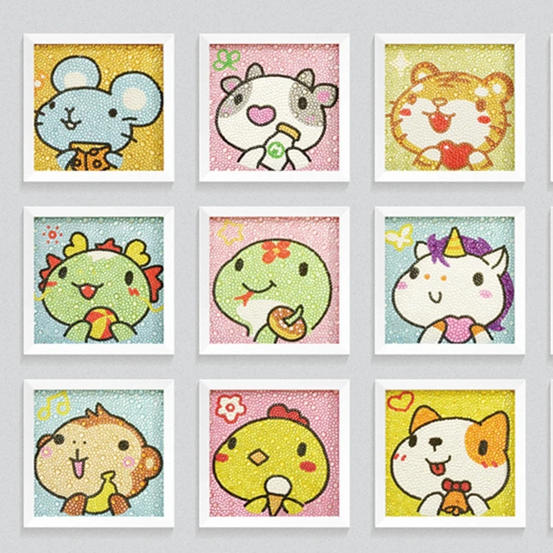 

2021 New DIY Diamond Painting Cartoon Animals Cross Stitch Kit Mosaic Diamond Embroidery Cat for Wall Home Decoration