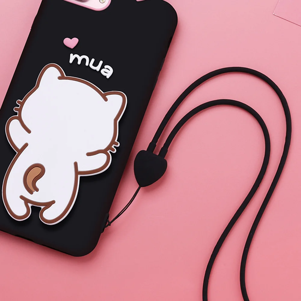 Силиконовый шнурок в форме сердца для iPhone Xiaomi ремешок на запястье телефона
