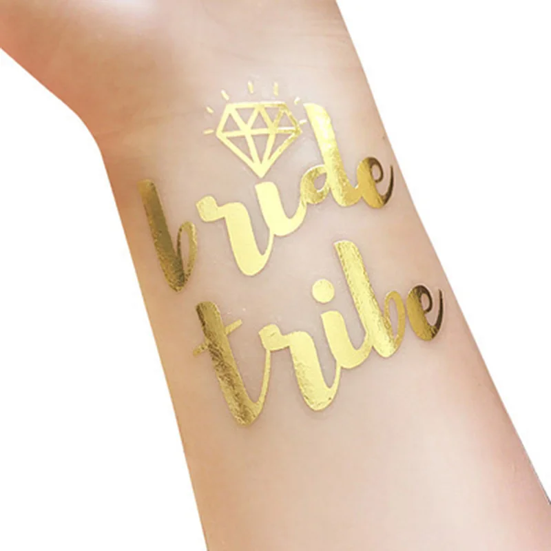 10pcs Bronzing Waterproof Bridesmaid Team Temporary Tattoo Bachelorette Party Sticker Decoration Marriage Bride Supplies | Дом и сад