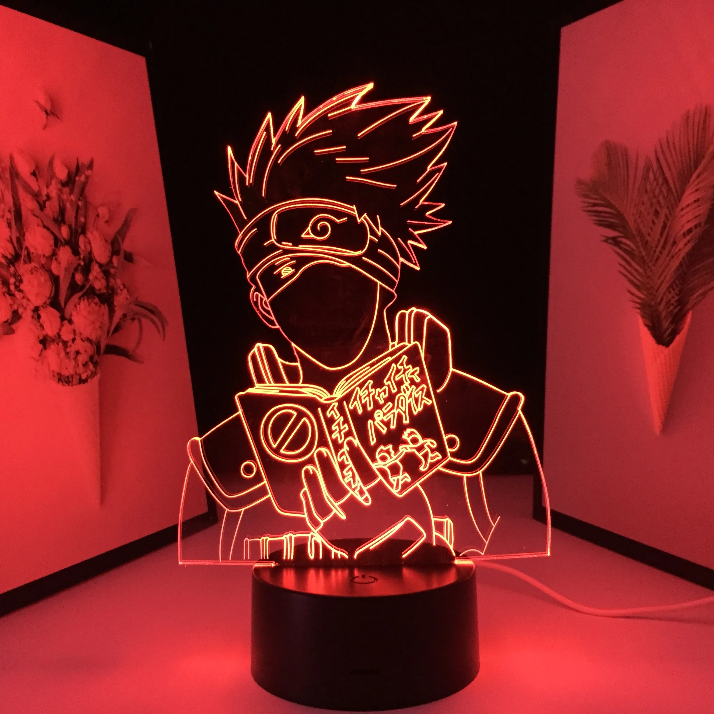 

Home Decoration Lamp Children's Gifts Cartoon Characters Cool Black Hair Mask USB Link Charging Neon Atmosphere Lamp 7 Colors