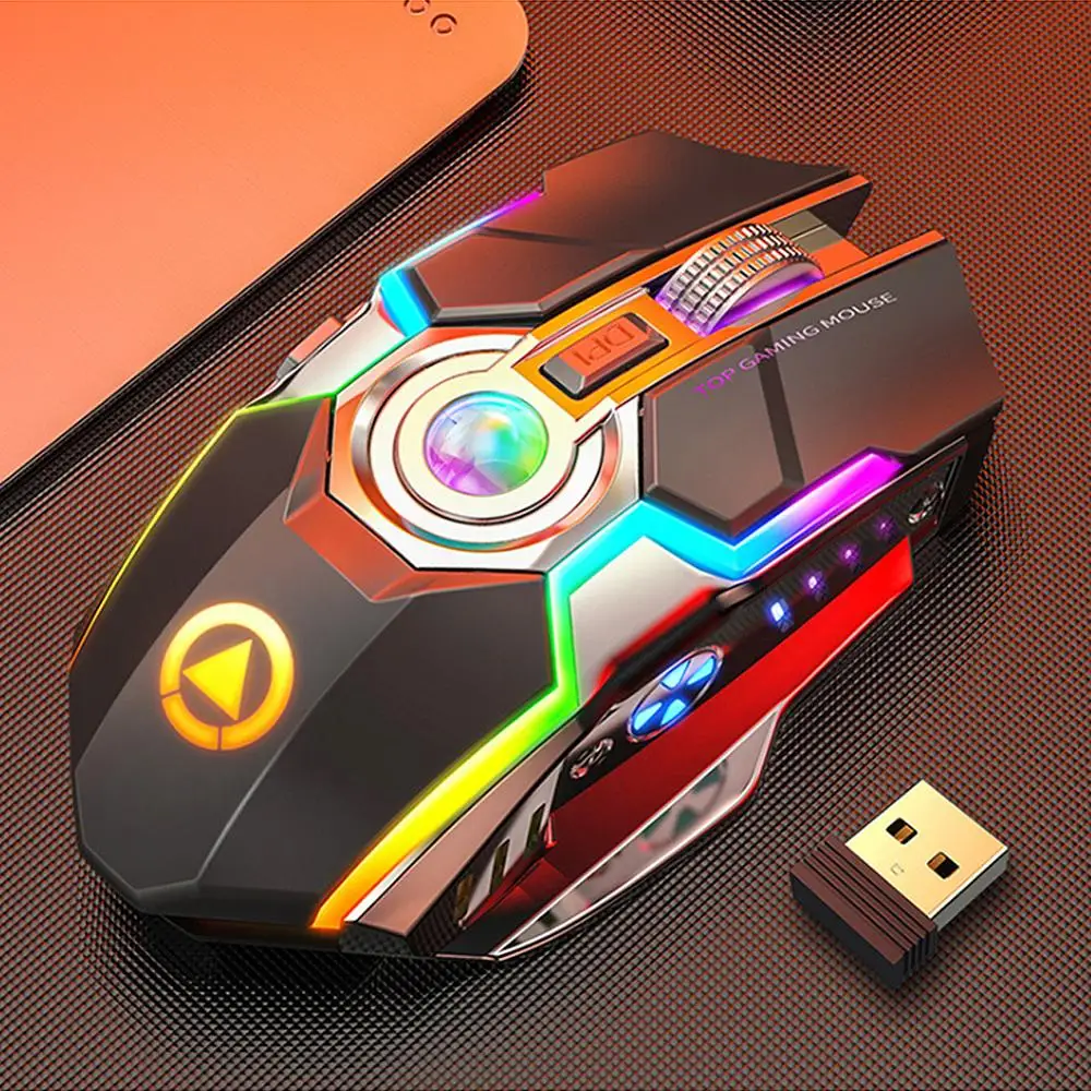 

2.4G Wireless Optical Gaming Mouse USB Rechargeable Soundless Mouse 1600DPI 7 Keys RGB LED Backlit USB Mice For Laptop Computer