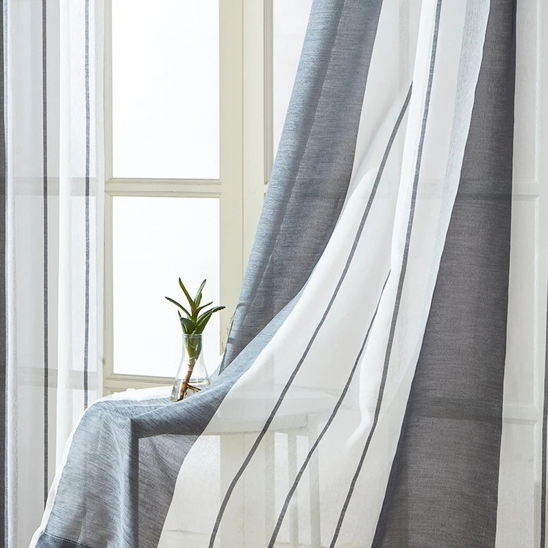 Соревнование CDIY полосатый фатин шторы в простом стиле для Спальня Гостиная Кухня