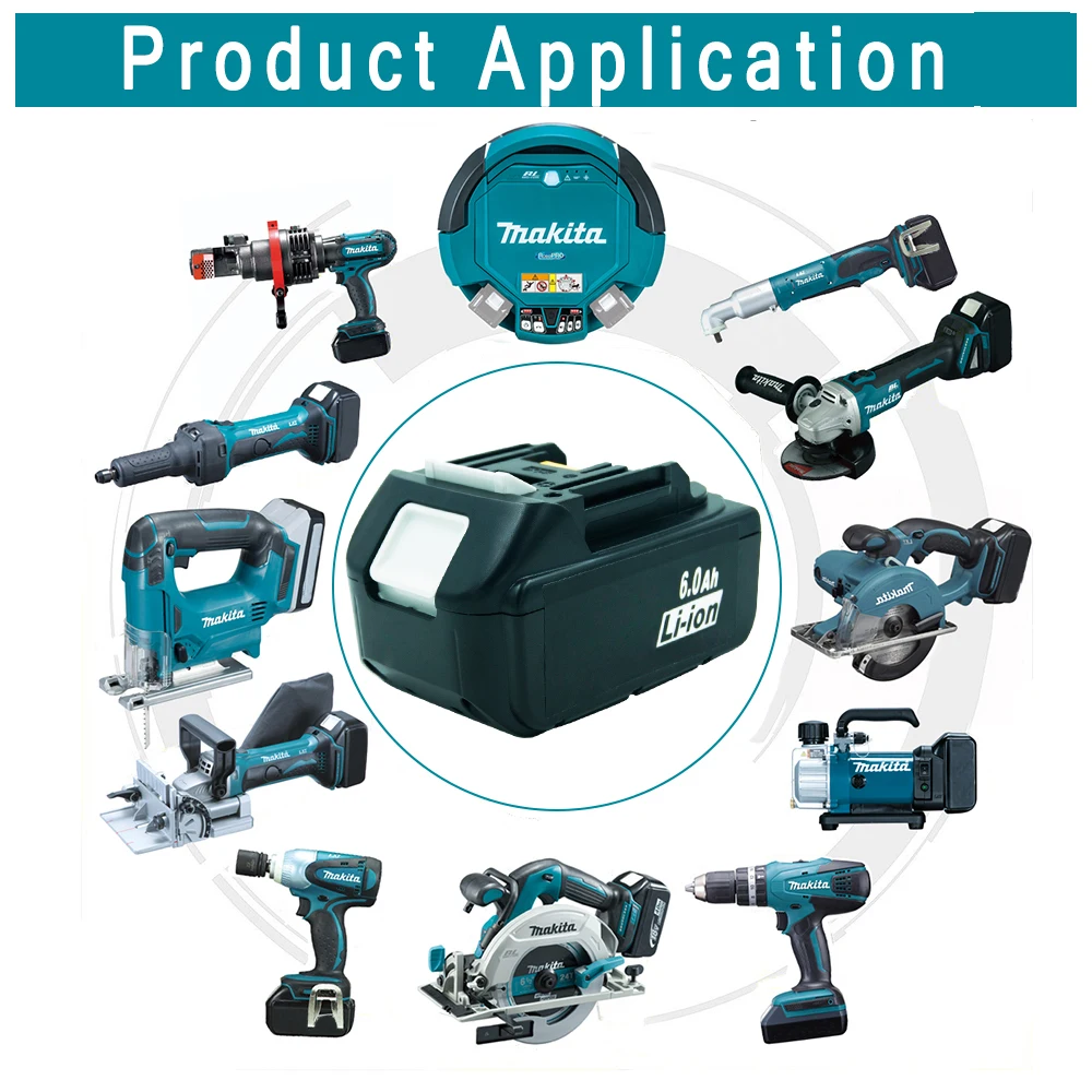 

Durable Cordless Power Tools Replacement Battery 6000mAh Li-ion with LED for Makita 18V Battery BL1830 BL1840 BL1850 BL1860