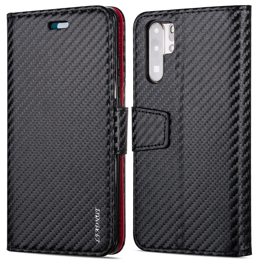 Роскошный углеродный волоконный флип-кошелек для телефона huawei P20 Lite P30 Pro ударопрочный слот для карт кожаный чехол для huawei mate 20 Pro