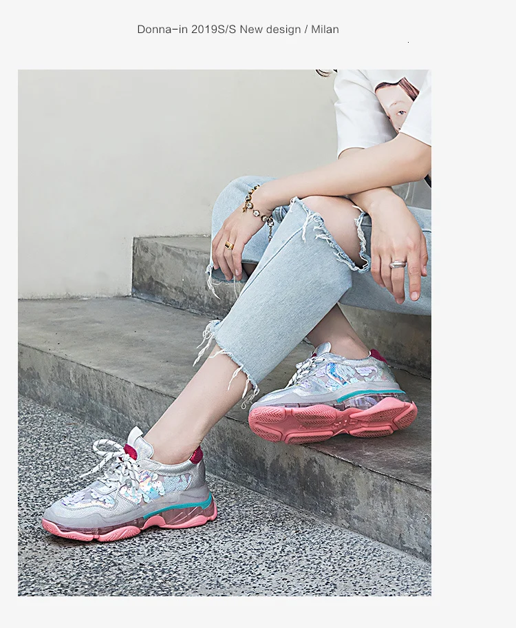 Donna-in/яркие женские кроссовки на платформе и высоком каблуке; спортивная обувь из натуральной кожи на шнуровке; коллекция года; сезон лето; модная повседневная обувь на плоской подошве