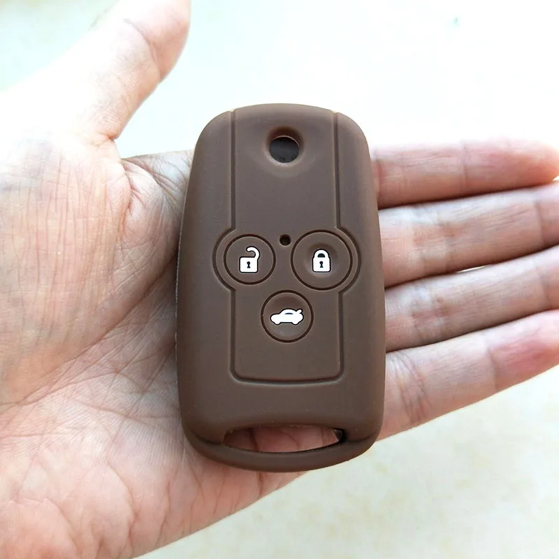 brown Для Honda для Accord Civic Pilot CRV для Acura Spirior 3 кнопки флип-пульт дистанционного управления защитный силиконовый резиновый чехол для автомобильных ключей - Название цвета: brown