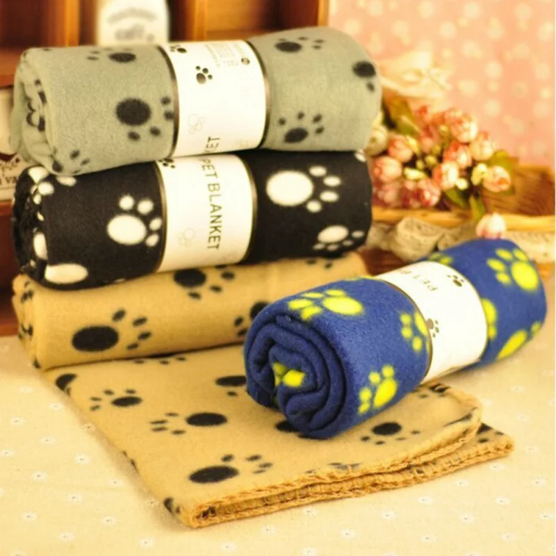 

Single Velvet Pet Dog Sleeping Blanket Soft Warm Puppy Cat Bed Mat Paw Print Sofa Cushion Cover Bath Towel For Dogs Cats