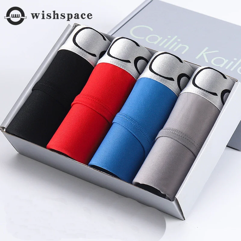 

4pcs Gift Box Men Triangular Antibacterial Underwear Sexy Underpant Modal Ice Silk Milk Silk Men's Boxer Shorts Material Panties