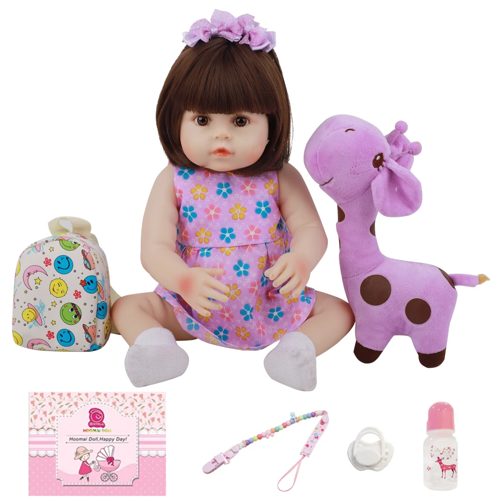 

18 Inch Lifelike Bebe Reborn Girl Doll Full Silicone Vinyl Body Realistic 48CM Newborn Baby Toy For Children's Day Gifts Present