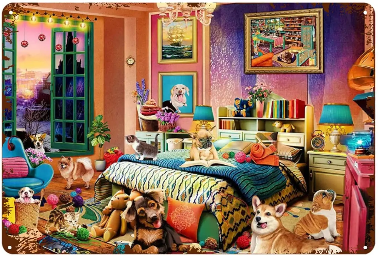 

Kegill Vintage Retro Metal Signs Funny Dogs Tin Signs Wall Decor Funny Decoration for Home Kitchen Bar Room Garage 12"x8" Inch