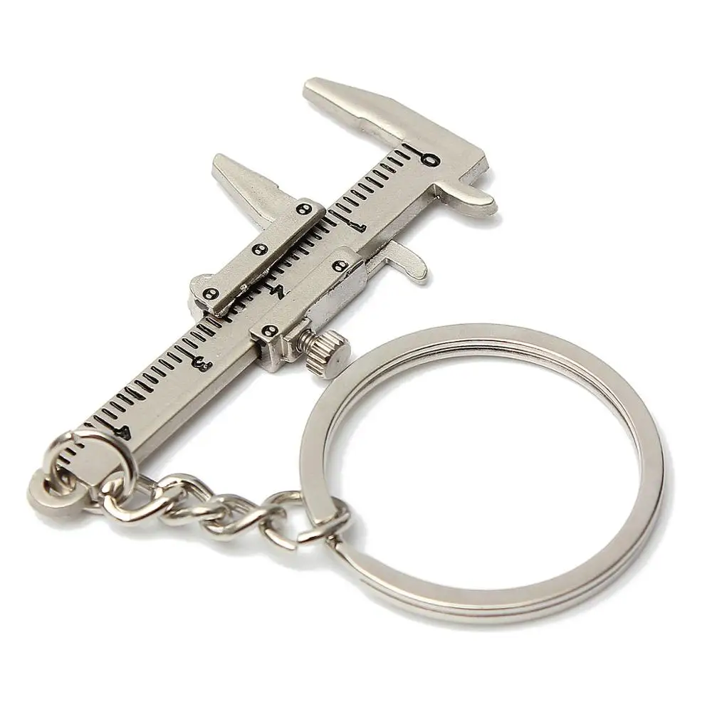 

1Piece New Portable 2022 New Metal Movable Vernier Caliper Ruler Model Keychain Key Chain Keyring Keyfob Tool Gift