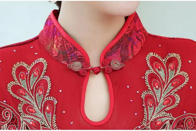 

Fall Winter Vintage Womens Embroidery Beading Sequined Jacquard Flower Cheongsam Dress , Trumpet Dresses for Woman