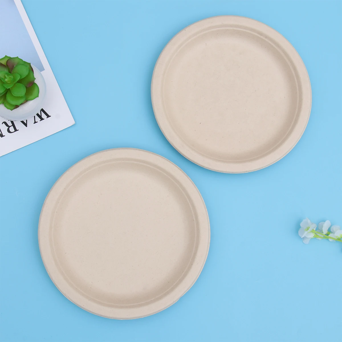 50 шт. 7 дюймов одноразовая бумажная пульпа круглая тарелка посуда для банкета