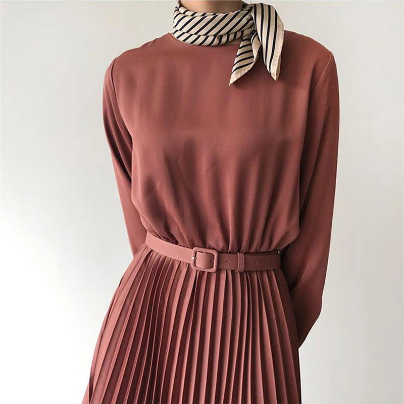 Новинка 2020 весеннее элегантное плиссированное платье для женщин с длинным