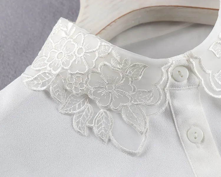 

Chiffon Fake False Collar for Womens White Solid Chiffon Detachable Collar Female Flower Neckwear Tie Lapel Ladies Decoration