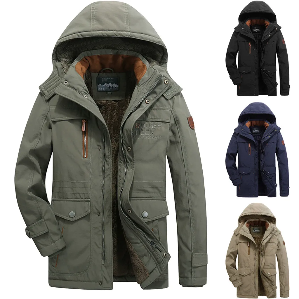 New Fashion Winter Outerwear Men's Long Section Plus Stitching Velvet Thick Pocket Hooded Thin Luxury Jacket L-6XL jaqueta