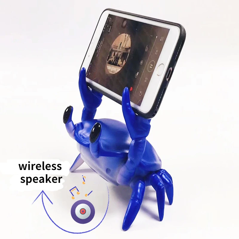 creative phone holder crab pen holder mobile stand with bluetooth compatible speaker support tf card standing desk decoration free global shipping