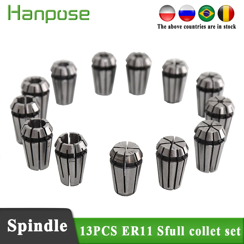 

Free Shipping Top Standard Quality ER11 Collet Set 13Pcs From 1 MM To 7 MM For CNC Milling Lathe Tool 1-7MM Tool Spindle Motor